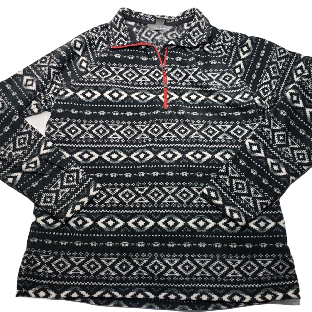 Eddie Bauer Quest Fleece Black and White Pullover Aztec XL
